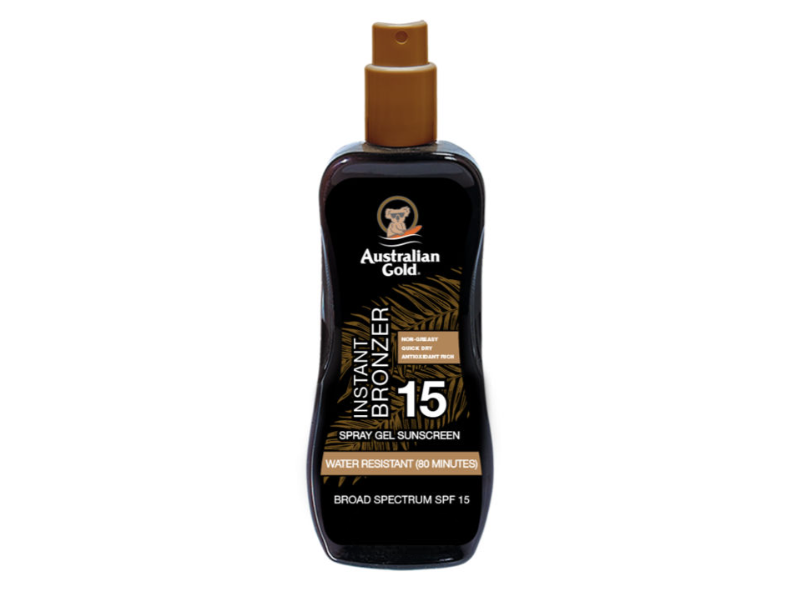 Australian Gold Instant Bronzer Spray Gel Sunscreen, SPF 15, 3 fl oz/86 mL
