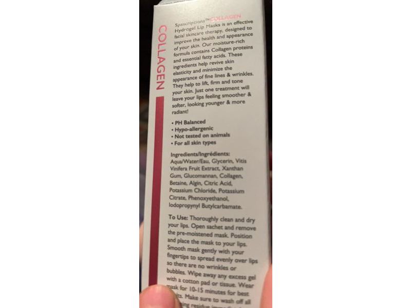 Spascriptions Collagene Hydrogel Lip Mask, 4 Pack