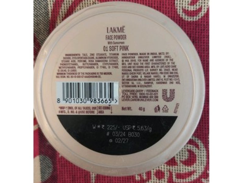 Lakme Face Powder With Sunscreen, 01 Soft Pink, 40 g