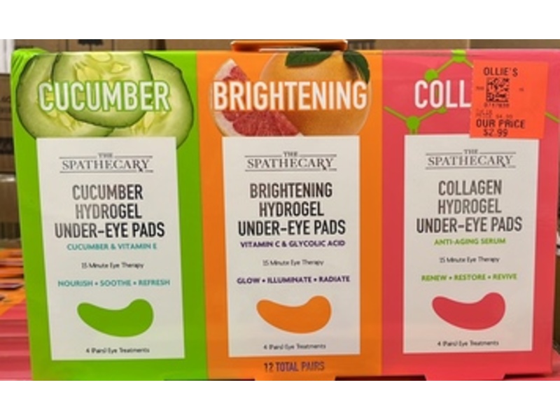 The Spathecary Hydrogel Under-Eye Pads, Cucumber, Brightening & Collagen,12 Pairs