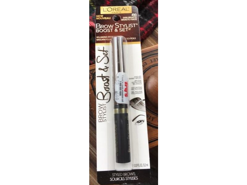 L'Oreal Paris Brow Stylist Boost & Set Volumizing Mascara, Dark Brunette, 0.10 oz/3.2 mL