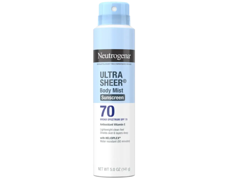 Neutrogena Ultra Sheer Body Mist Broad Spectrum Sunscreen, SPF 70, 5 oz/141 g