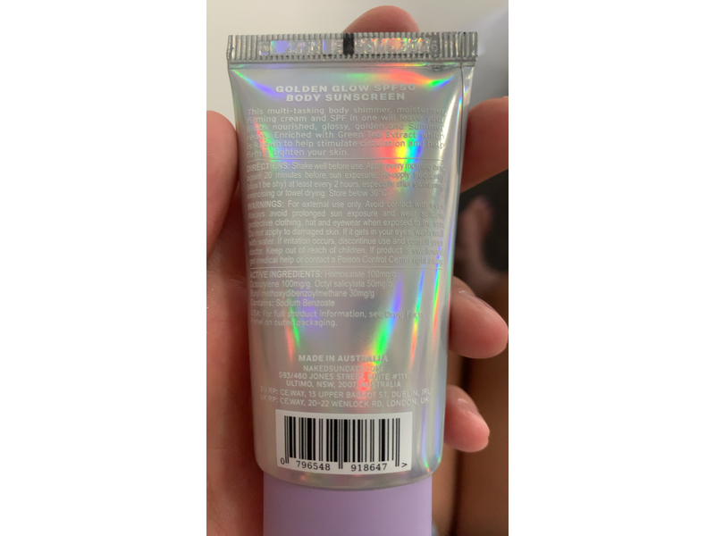 Naked Sundays Golden Glow Body Sunscreen, SPF 50, Green Tea, 1.01 fl oz/30 mL