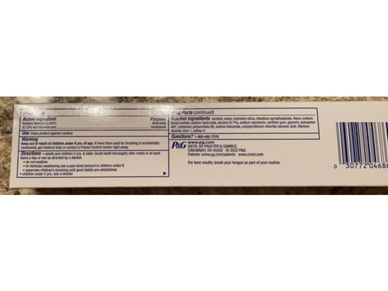 Crest Plus Anticavity Fluoride Toothpaste, 6.3 oz/178 g