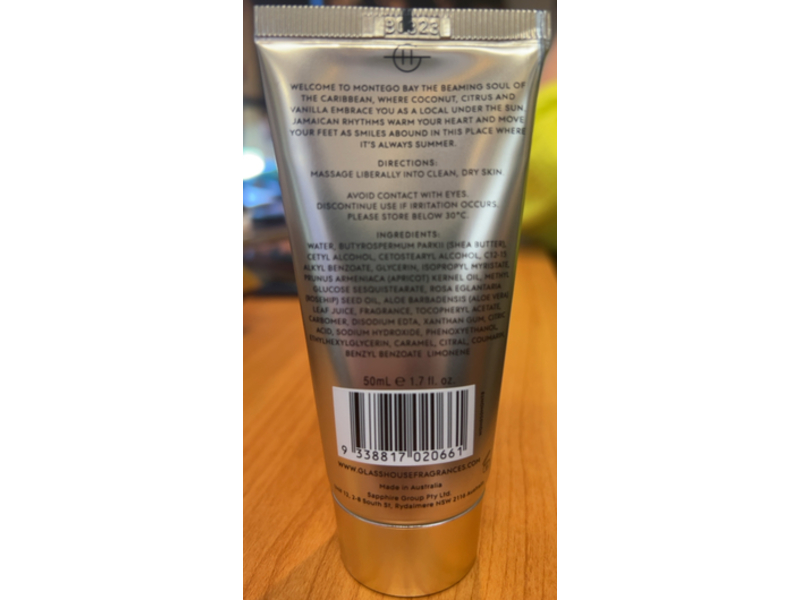 Glasshouse Montego Bay Rhythm Hand Cream, Coconut Lime, 1.7 fl oz/50 mL