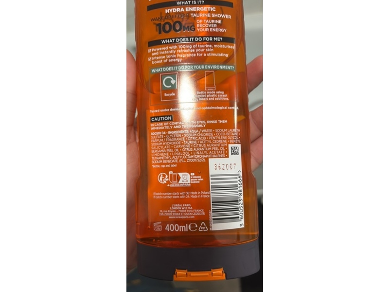 Loreal Paris Men Expert Hydra Energy Shower Gel, 400 mL