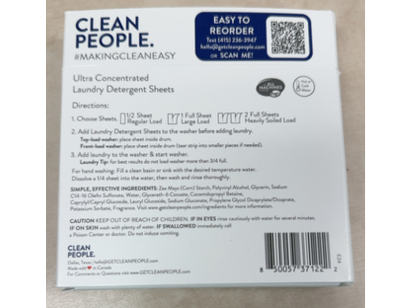 Clean People. Ultra Concentrated Laundry Detergent Sheets, Spring, 32 Loads