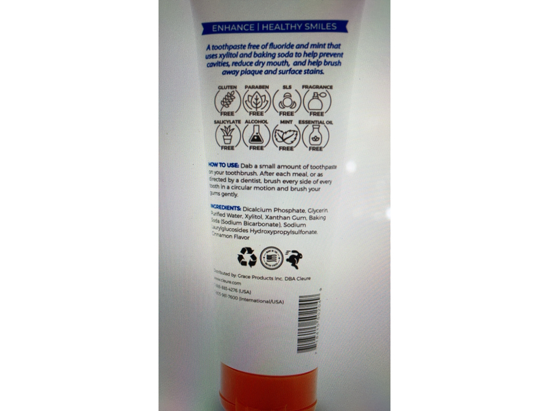 Cleure Cinnamon Toothpaste, Mint Free, 4 oz/113.4 g, Pack Of 2