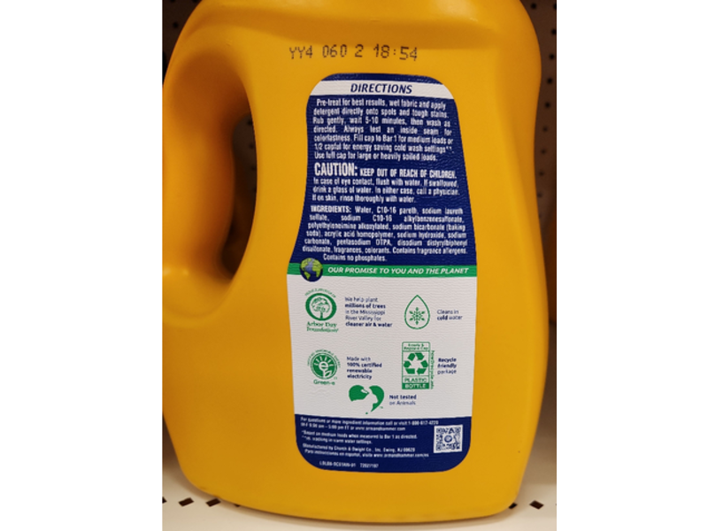 Arm & Hammer Deep Clean Stain Formula Laundry Detergent, Sparkling Clean, 68 Loads, 102 fl oz/3.01 L.