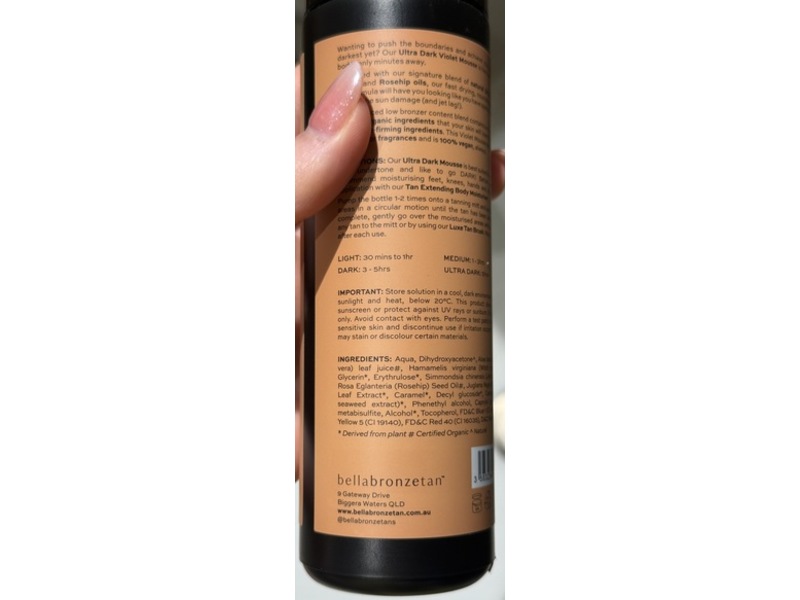 Bella Bronze Tan Ultra Dark Express Self-Tanning Mousse, 6.76 oz/200 mL
