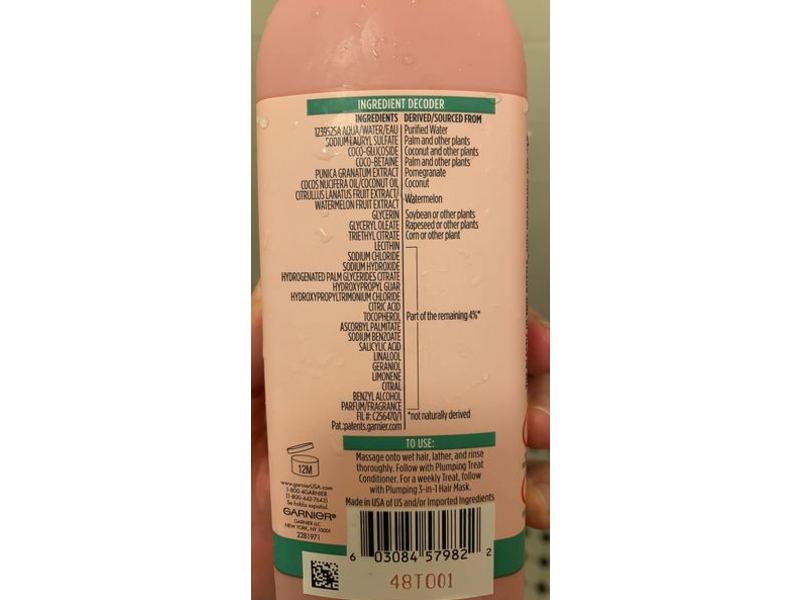 Garnier Fructis Plumping Treat Shampoo, Watermelon Extract, 11 fl oz/350 ml