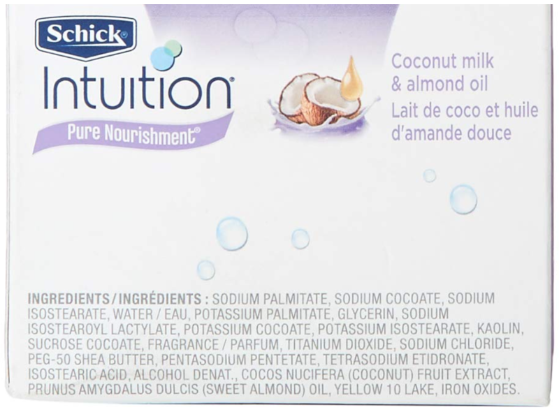 Schick Intuition Pure Nourishment Razor, Coconut Milk & Almond Oil, 0.35 oz/10 g, 2 Count