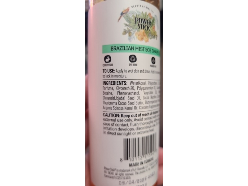 Power Stick Shave Oil Brazilian Mist, Pistachio & Salted Caramel, 5 fl oz/147.8 mL