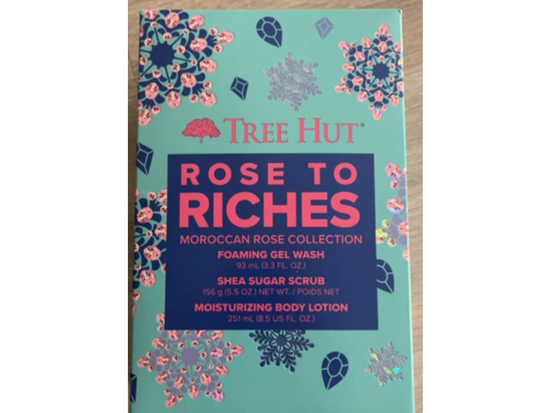 Tree Hut Foaming Gel Wash, Shea Sugar Scrub & Moisturizing Body Lotion Set, Rose To Riches