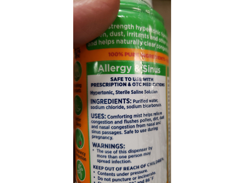 Arm & Hammer Simply Saline Nasal Mist, Allergy & Sinus, 4.25 fl oz/126 mL