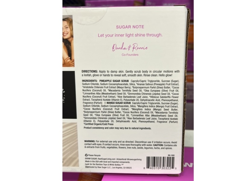 Raw Sugar Brightening + Nourishing Sugar Scrub Set, Pineapple + Maqui Berry + Coconut & Raw Coconut + Mango