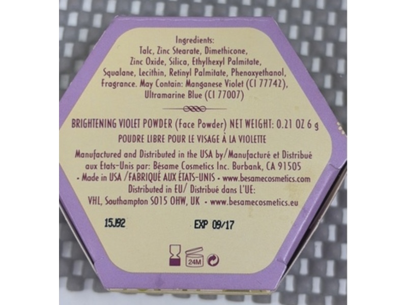 Besame Brightening Face Powder, Violet, 0.21 oz/6 g