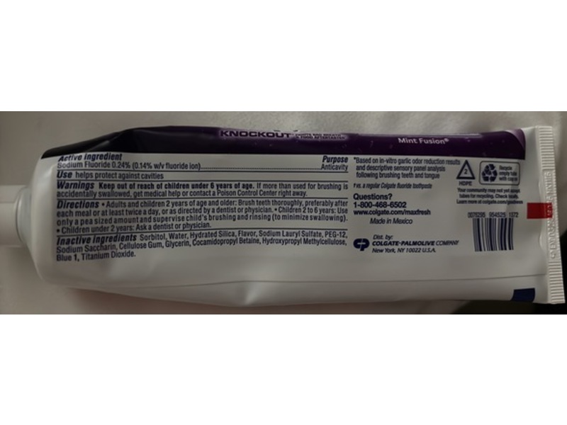 Colagate MaxFresh Anticavity Fluoride Toothpaste, Mint Fusion, 6.3 fl oz/178 g