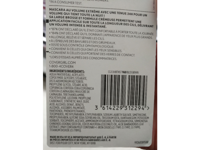 CoverGirl Exhibitionist Uncensored Mascara, 960 Black Brown, 0.3 fl oz /9 mL