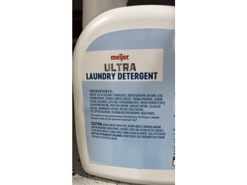 Meijer Ultra Laundry Detergent, Free & Clear, 132 fl oz/3.9 L, 100 Loads