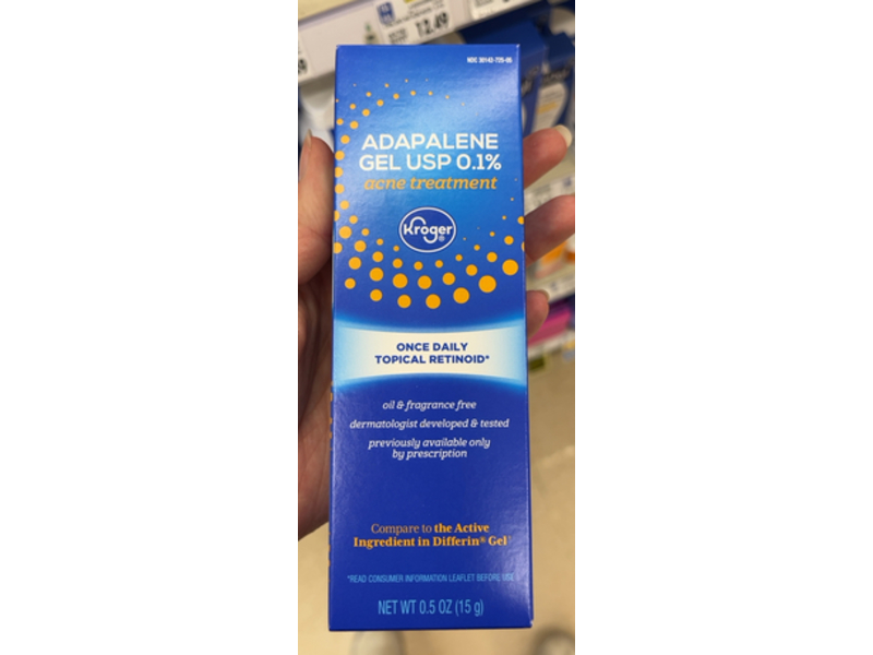 Kroger Adapalene Gel Acne Treatment, USP 0.1%, 0.5 oz/15 g