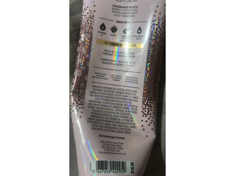 Bath & Body Works Champagne Toast Ultimate Hydration Body Cream, Shea Butter + Hyaluronic Acid, 8 oz/226 g