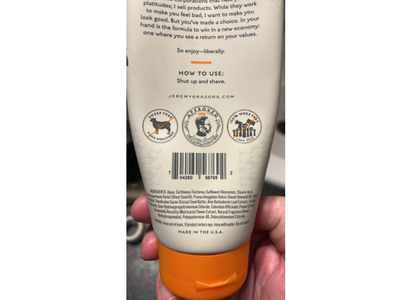 Jeremy’s Razors Shaving Cream, Green Tea & Menthol, 6 fl oz