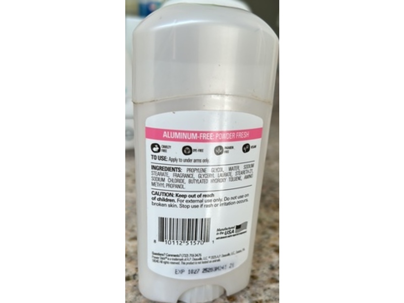 Power Stick Deodorant, Powder Fresh, 2.5 oz/70 g