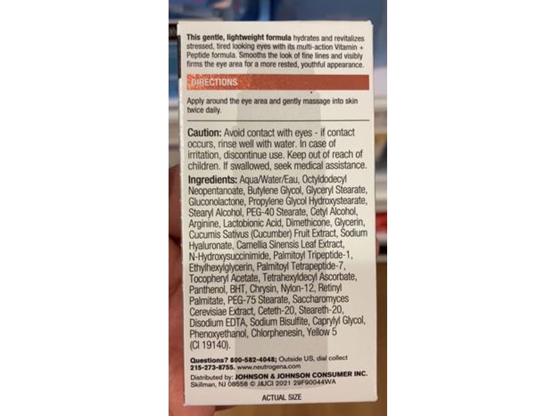 Neutrogena Rapid Firming Multi Action Eye Cream, Peptide, 0.5 fl oz/15 g