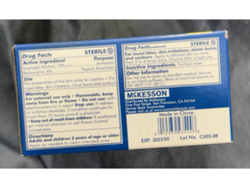 Sunmark Sterile Alcohol Prep Pads, Benzocaine, 100 Count