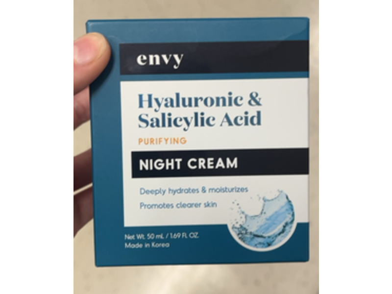 Envy Purifying Night Cream, Hyaluronic & Salicylic Acid, 1.69 fl oz/50 mL