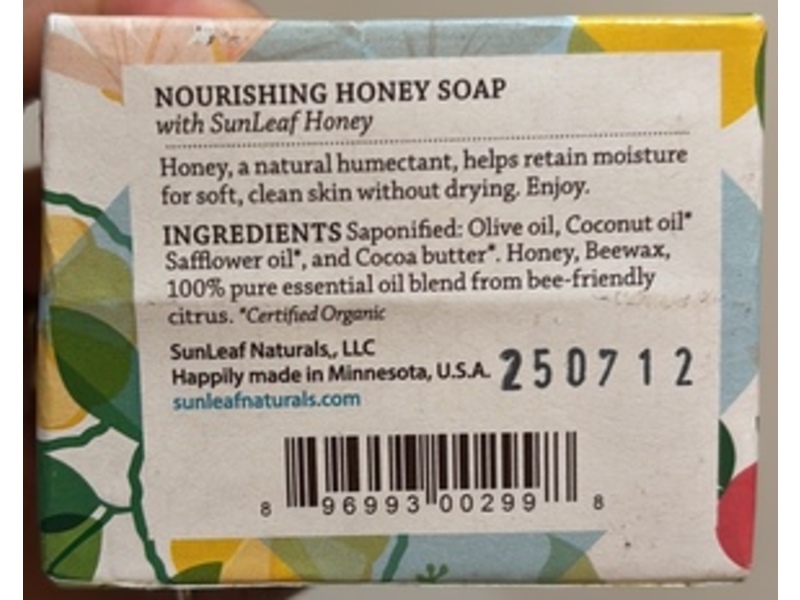 Sunleaf Natural Honey Soap, Citrus, 5 fl oz/142 g, 2 Count