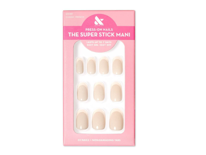 Olive & June The Super Stick Mani Press On Nails, Classic French, 32 Count