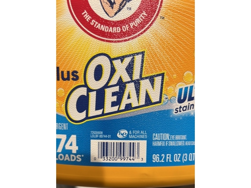 Arm & Hammer Plus Oxi Clean Ultra Stain Fighters, Fresh Scent, 96.2 fl oz/2.84 L, 74 Loads