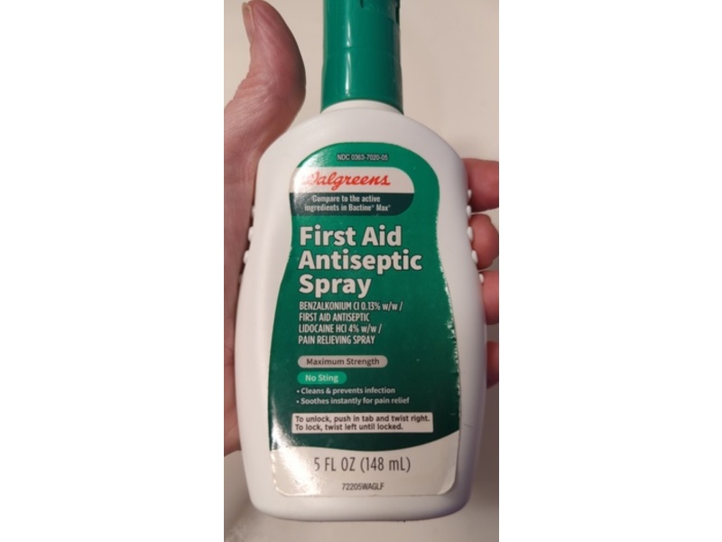 Walgreens First Aid Antiseptic Spray, Maximum Strength, 5 fl oz/148 mL