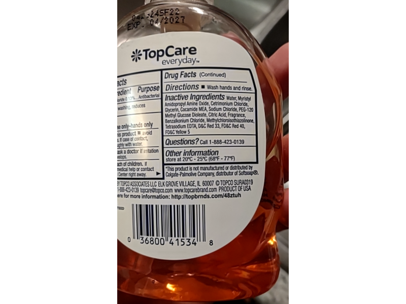 TopCare Everyday Antibacterial Hand Soap, Fresh & Clean, 7.5 fl oz/221 mL