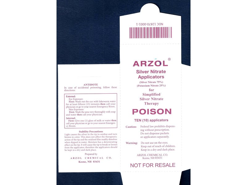 Silver Nitrate Applicators (Poison), 10 Applicators, Arzol (RX)