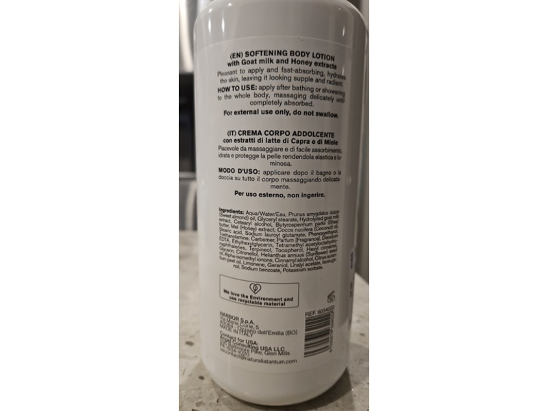 Harbor Body Care Softening Body Lotion, Goat Milk + Honey, 33.8 fl oz/1000 mL