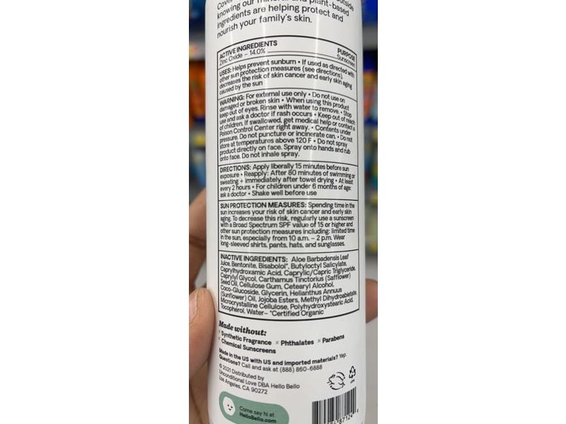 Hello Bello Kid's Mineral Sunscreen Spray, SPF 30, 5.0 fl oz/141.7 g