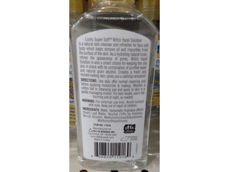 Delta Brands Lucky Super Soft Witch Hazel Solution, Clean & Refresh, 6 fl oz/177 mL