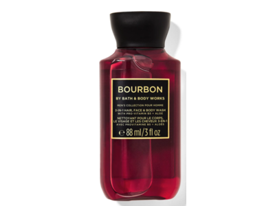 Bath & Body Works Bourbon 3 In 1 Hair, Face & Body Wash, Pro-Vitamin B5 + Aloe, 3 fl oz/88 mL