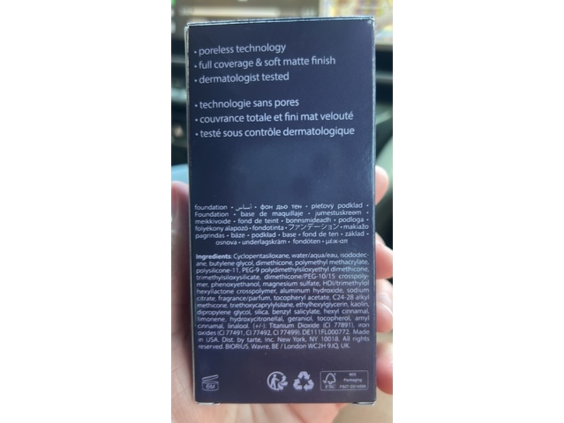 Tarte Amazonian Clay Full Coverage Foundation, 28G Light-Medium Golden, 1.7 fl oz/50 mL