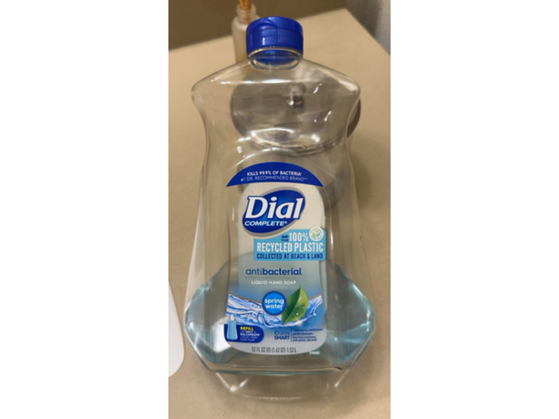 Dial Complete Antibacterial Liquid Hand Soap, Spring Water, 52 fl oz/1.53 L