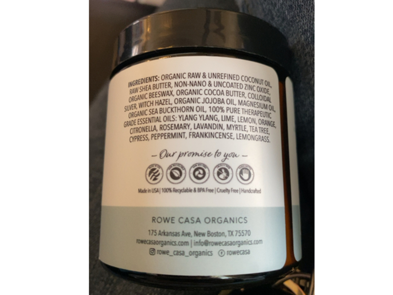 Rowe Casa Organics Deodorant Cream, Tea Tree + Lemongrass, 4 oz/118 mL