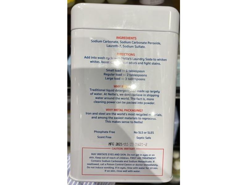 Nellie's Oxygen Brightener, 100 Loads, 1.7 kg