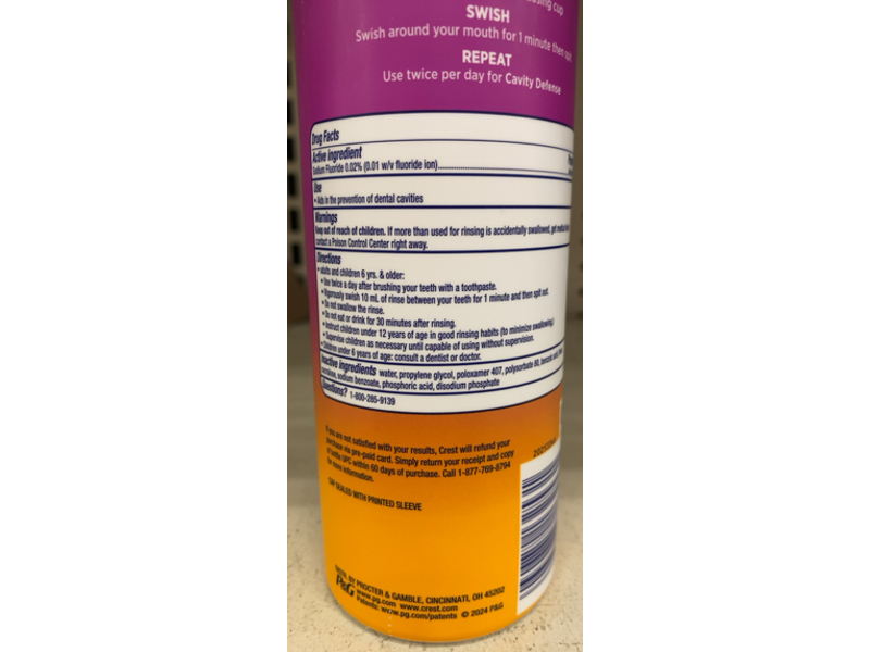 Crest Deep Cleanse Cavity Defense Mouthwash, Clean Mint, 16 fl oz/475 mL