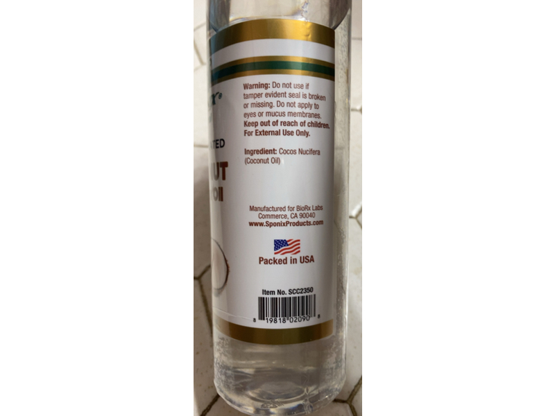 Sponix Natural Fractioned Premium Oil, Coconut, 16 fl oz/473 mL