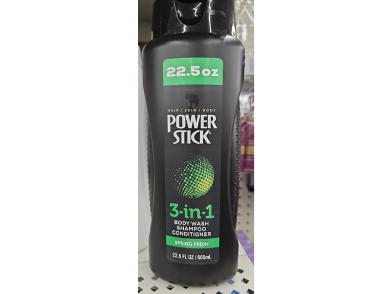 Power Stick 3 In 1 Shampoo Conditioner Body Wash, Spring Fresh, 22.5 fl oz/665 mL