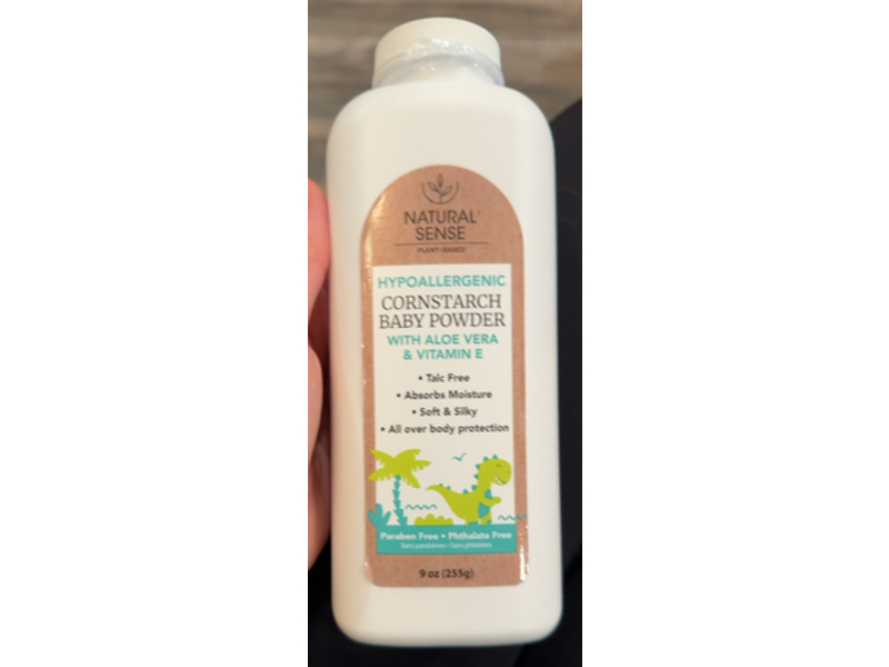 Natural Sense Cornstarch Baby Powder with Aloe Vera & Vitamin E, 9 oz/255 g