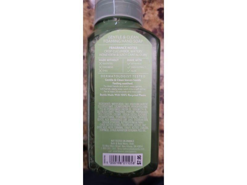 Bath & Body Works Gentle Foaming Hand Soap, Cucumber Melon, 8.75 fl oz/ 259 mL